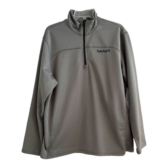 Timberland 1/4 Zip Textured Pullover Long Sleeve Shirt Mens Large Grey Gray - Picture 1 of 10